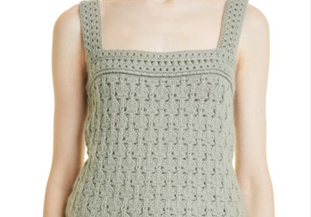 Vince Crochet Wool & Cashmere Camisole in Artichoke , Size X-Large