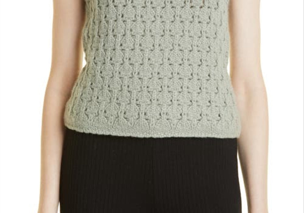 Vince Crochet Wool & Cashmere Camisole in Artichoke , Size X-Large