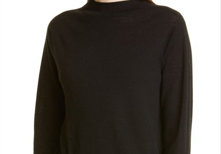 Vince Funnel Neck Wool Blend Sweater in Black , Size Large