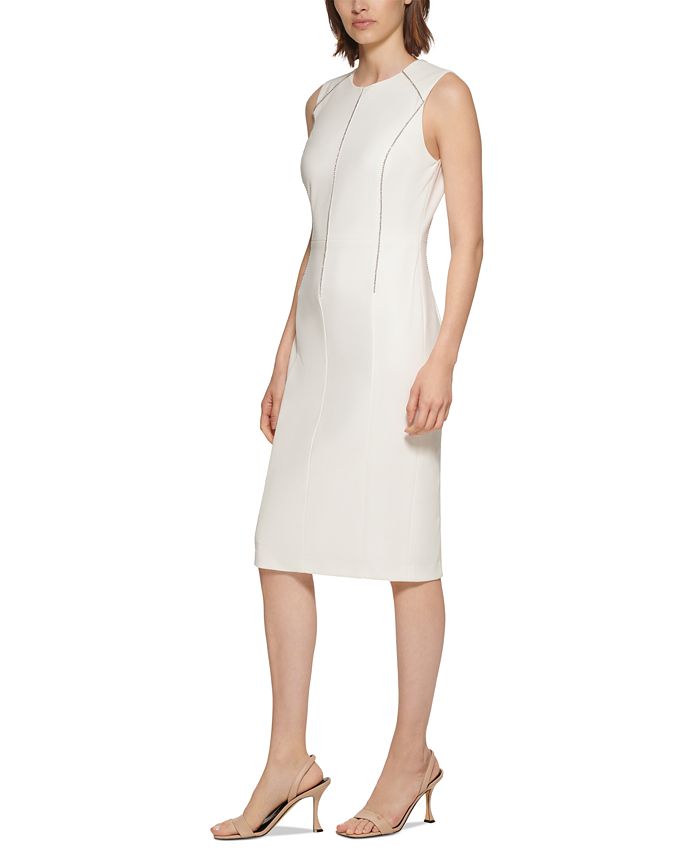 Calvin Klein Women's Embellished Sheath Dress White Size 6