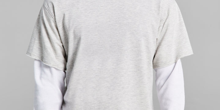 And Now This Men's Oversized Fit Layered Contrast Long Sleeve T-Shirt Gray