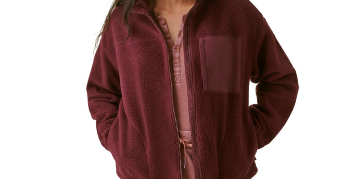 Bass Outdoor Women's Coastal Sherpa Full Zip Drawstring Waist Jacket Red Size X-Large