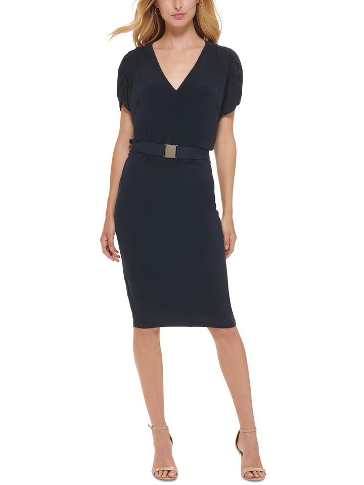 Tommy Hilfiger Women's Work Midi Sheath Dress Blue Size 16