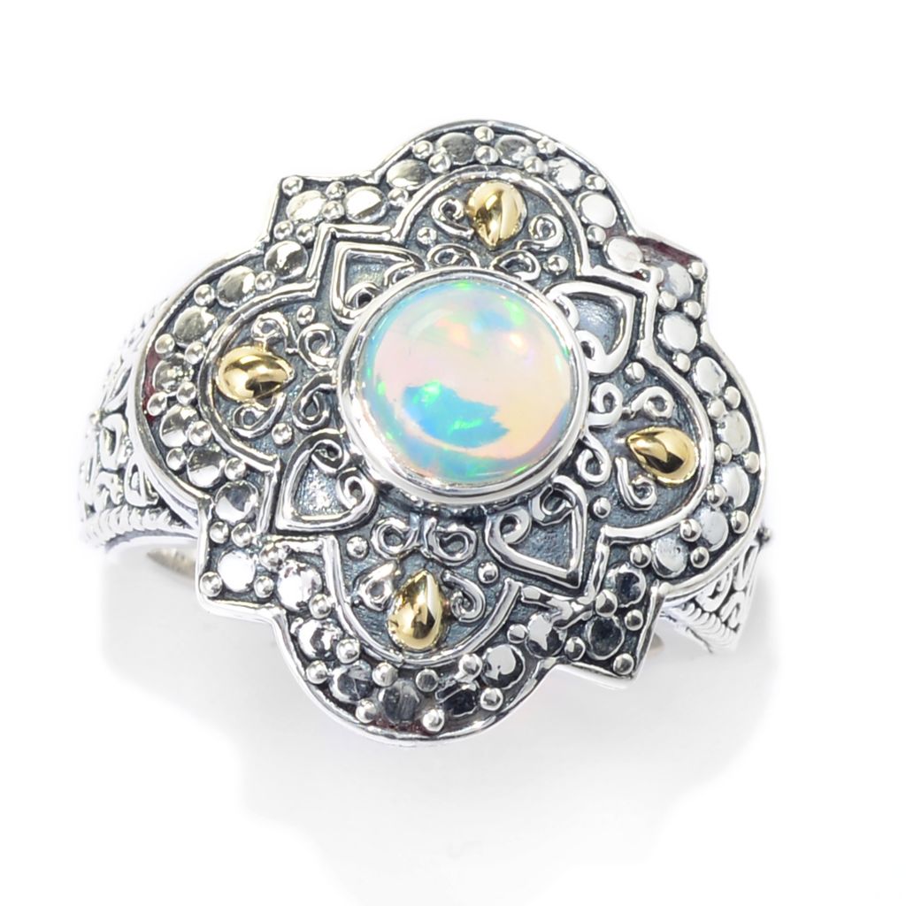 Artisan Silver by Samuel B. 18K Gold Accented 7mm Ethiopian Opal Ring