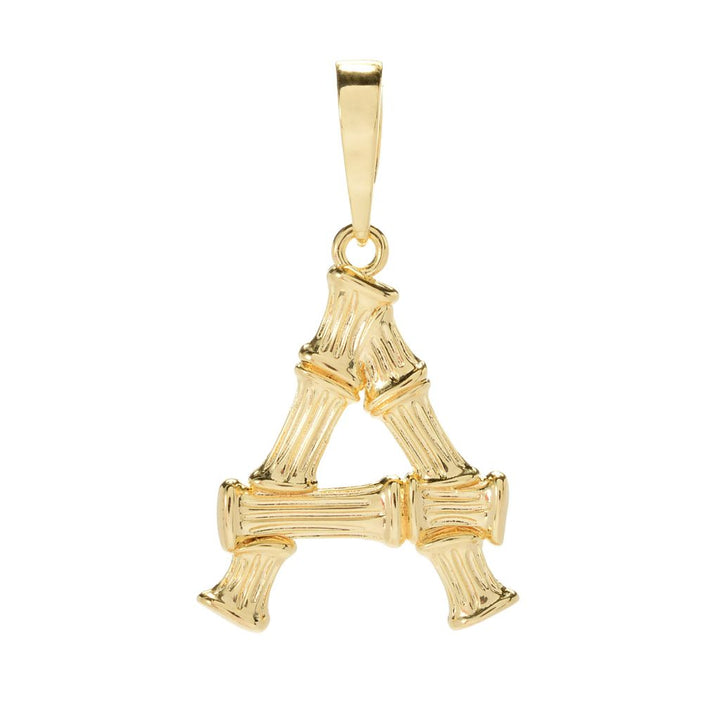 Toscana Italiana 18K Gold Plated 1.75" Bamboo Shape Initial Enhancer Pendant