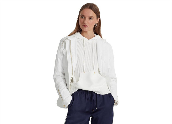 Lauren Ralph Lauren Water-Repellent Taffeta Field Jacket White Size Medium