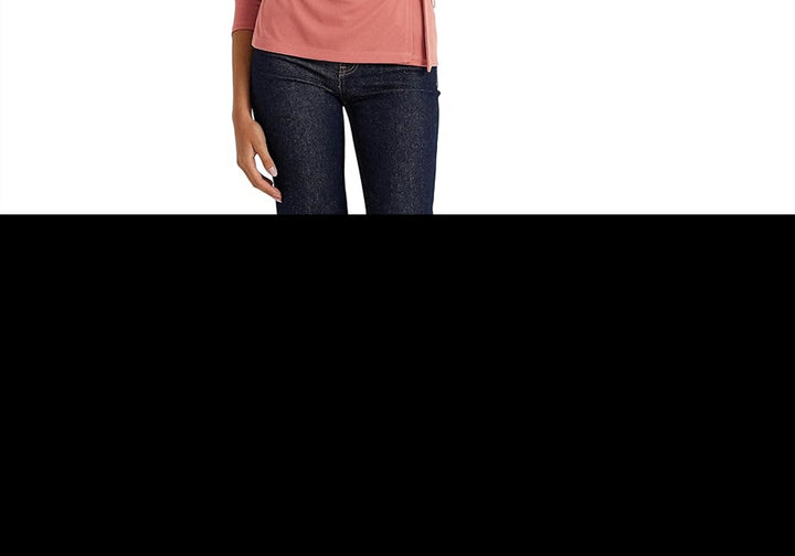 LAUREN Ralph Lauren Stretch Jersey Surplice Top Pink