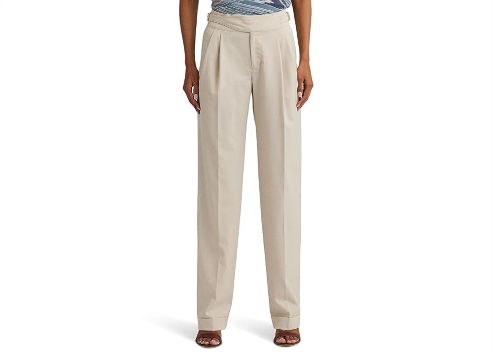 LAUREN Ralph Lauren Pleated Wool-Blend Twill Straight Pants Taupe