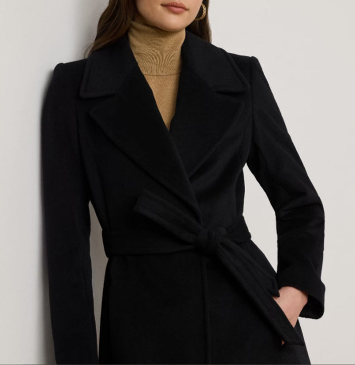 LAUREN Ralph Lauren Belted Wool-Blend Wrap Coat Black