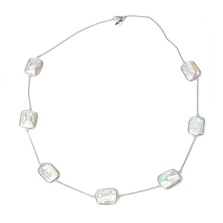 Artisan Silver by Samuel B. Cushion Shape Freshwater Cultured Pearl Necklace