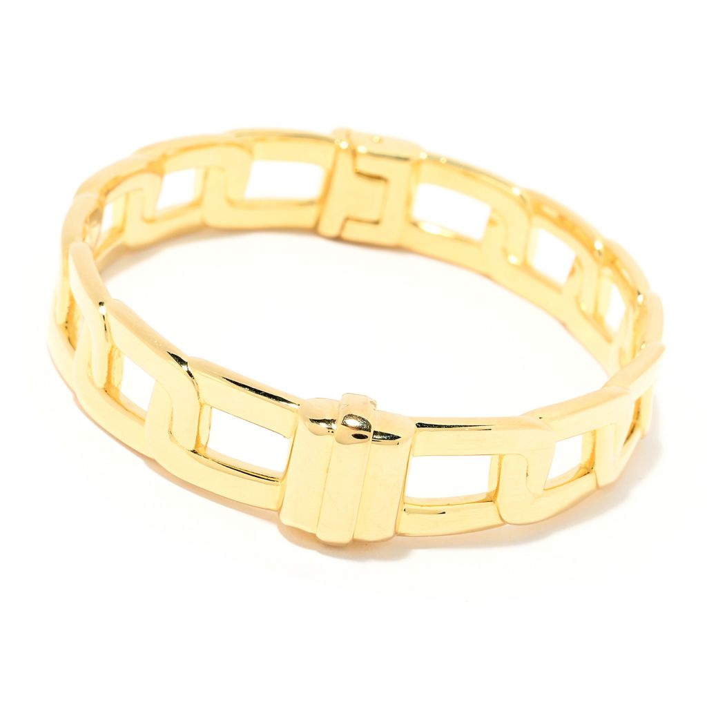 Toscana Italiana 18K Gold Plated Paperclip Curb Link Bangle Bracelet