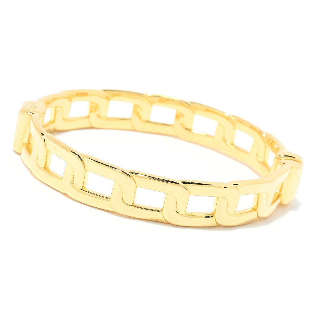 Toscana Italiana 18K Gold Plated Paperclip Curb Link Bangle Bracelet