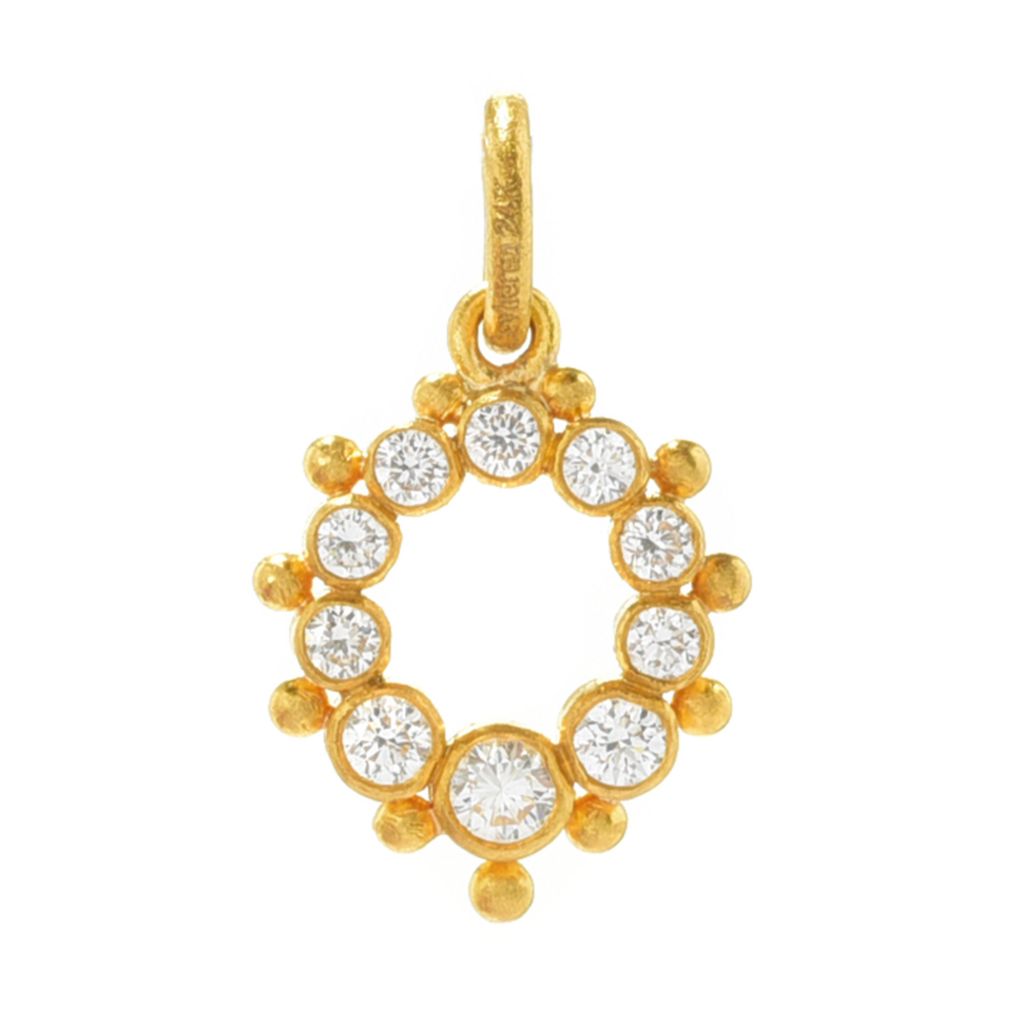 Cevherun 24K Gold Satin Finish 0.47ctw Diamond Circle Pendant