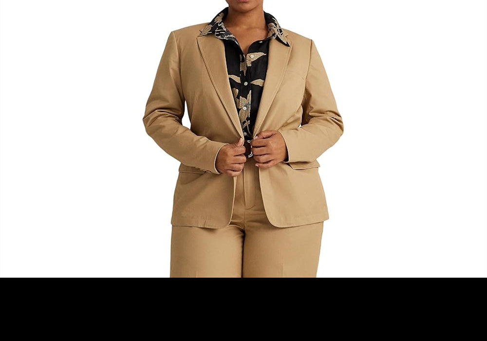 LAUREN Ralph Lauren Cotton Twill Blazer Beige Size 0