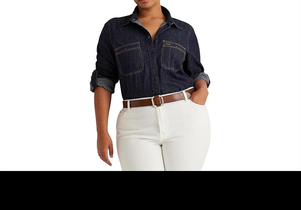 LAUREN Ralph Lauren Plus-Size Denim Shirt Blue Size 2X