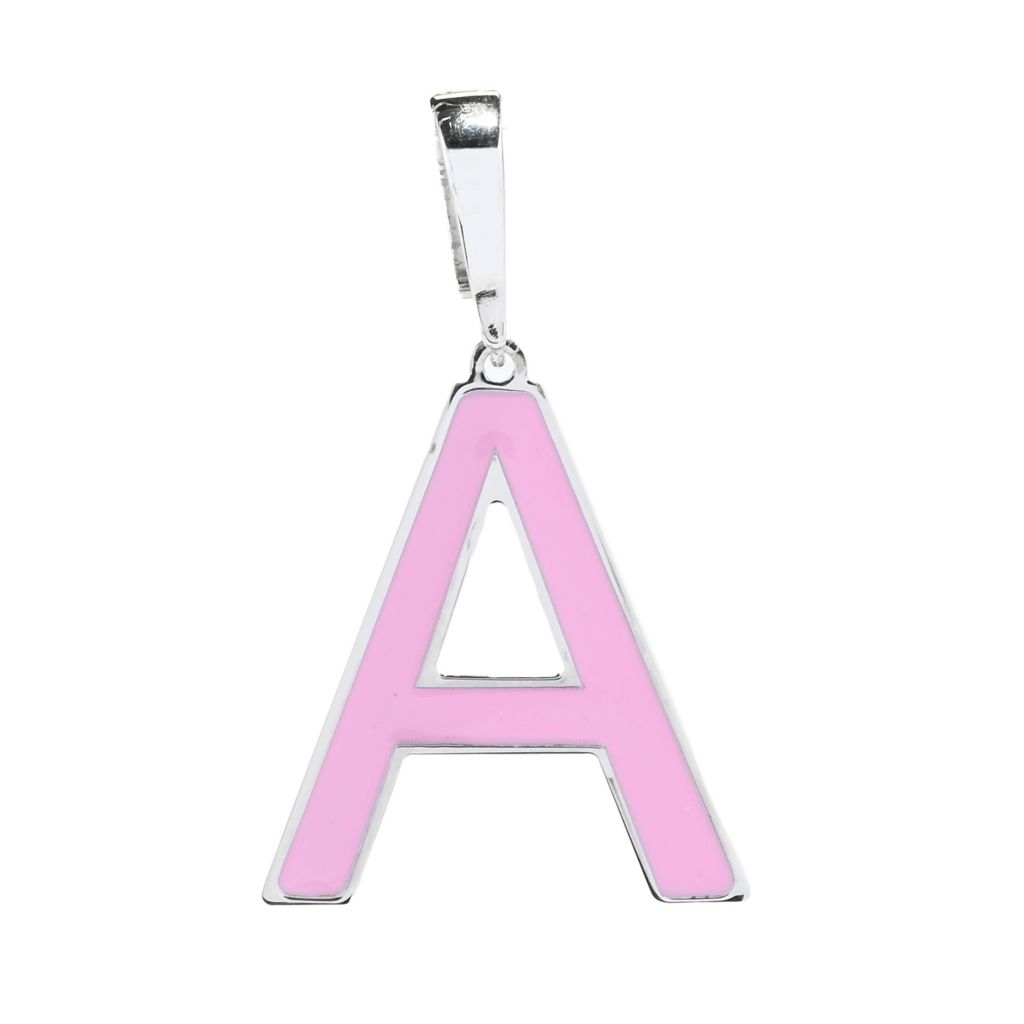 Sorrento Italian Silver 1.75" Enamel Initial Enhancer Pendant
