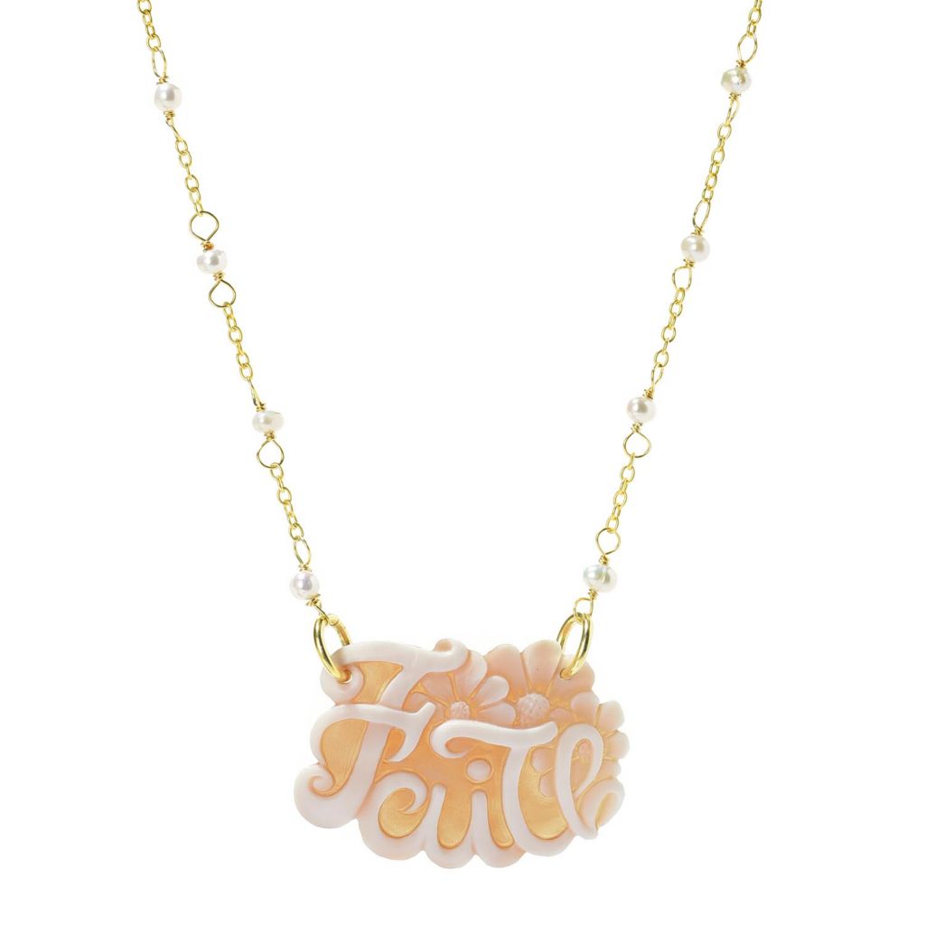 Cameo Italiano "Elysee" Cultured Pearl & Shell Cameo Choice of Word Necklace