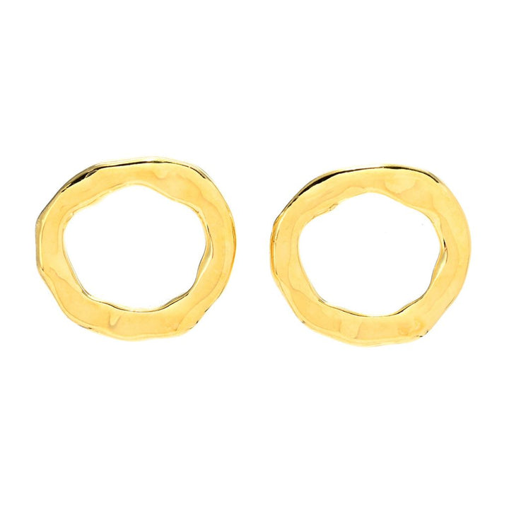 MAYAMAR 24K Gold Plated Hammered Circle Stud Earrings