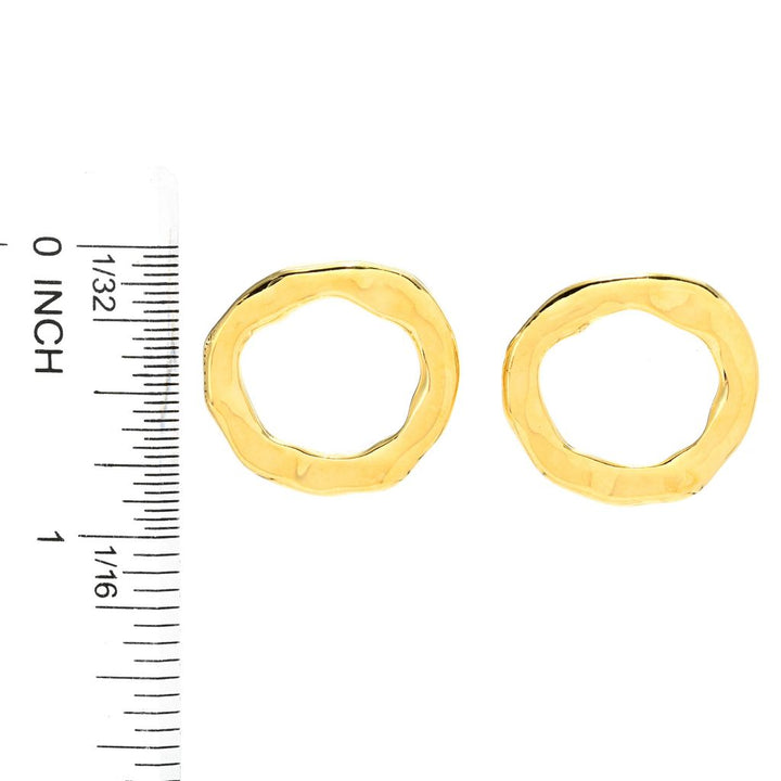 MAYAMAR 24K Gold Plated Hammered Circle Stud Earrings