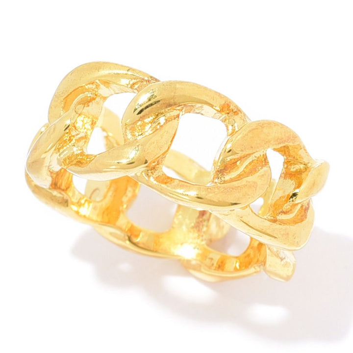 MAYAMAR 24K Gold Plated or Sterling Silver Plated Curb Link Ring
