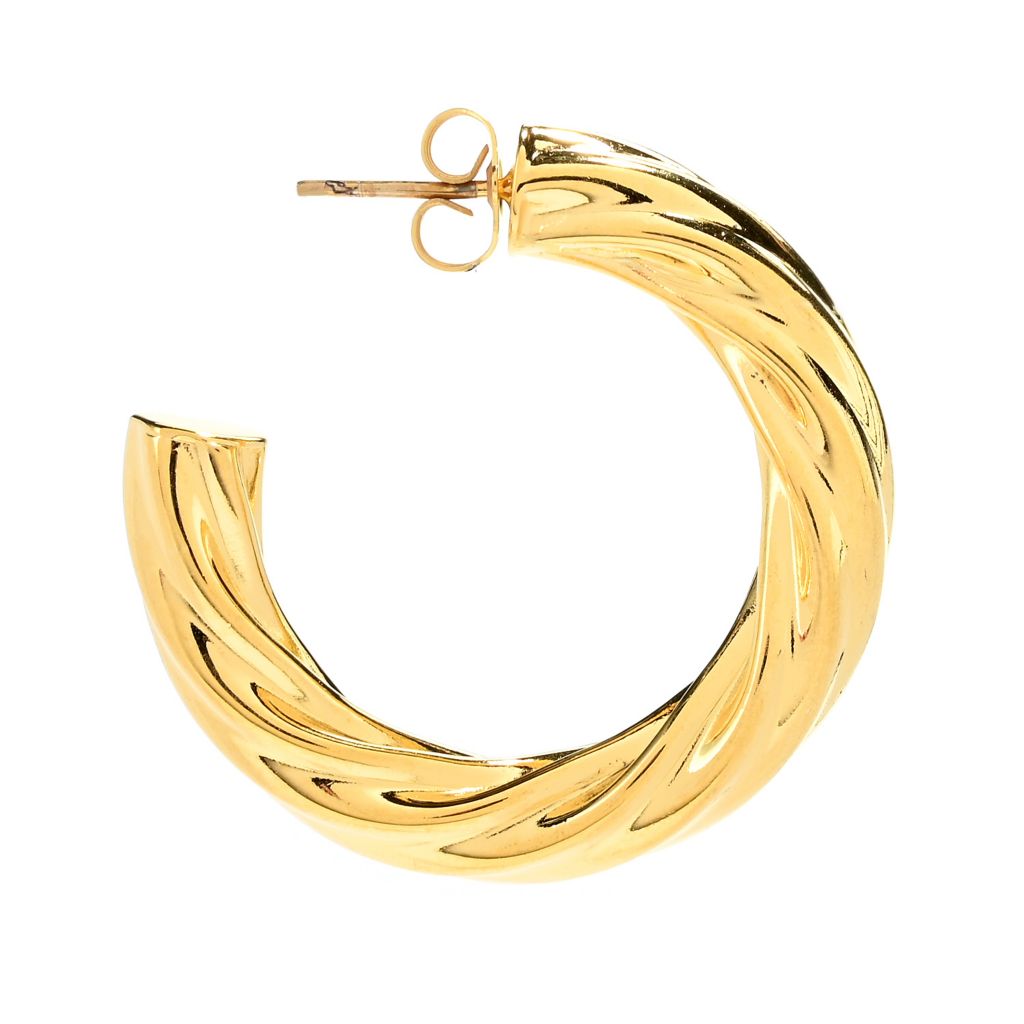 MAYAMAR 24K Gold Plated Bold Twist J-Hoop Earrings