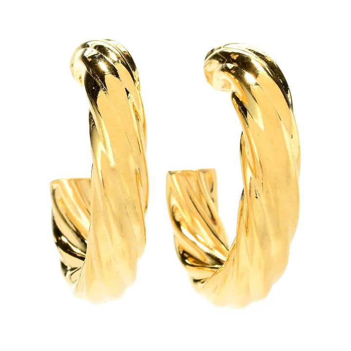 MAYAMAR 24K Gold Plated Bold Twist J-Hoop Earrings