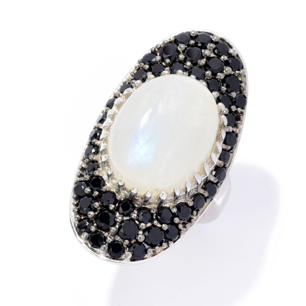 Platinum Plated Choice of 18x14mm Opaque Gem & Pave Statement Ring