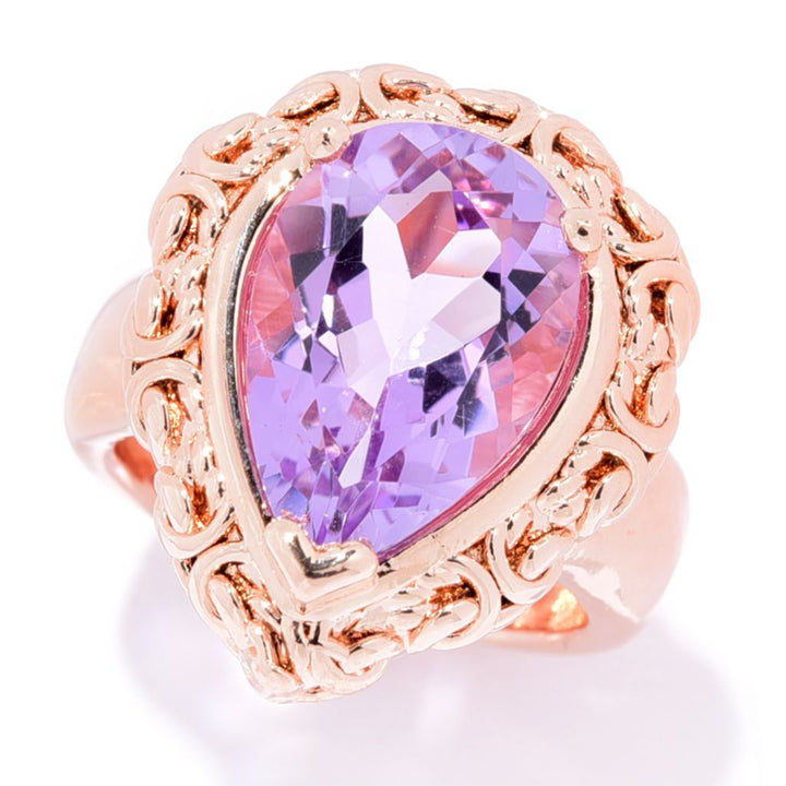 Donna Gemma 18K Gold Plated Choice of 15x10mm Gemstone Byzantine Ring