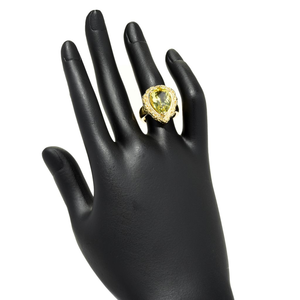 Donna Gemma 18K Gold Plated Choice of 15x10mm Gemstone Byzantine Ring