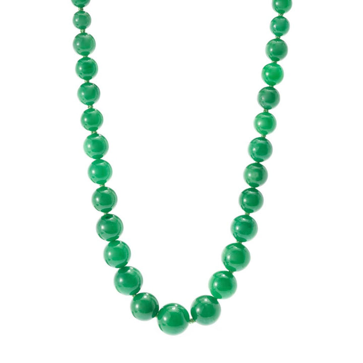 Imperial Pearl Sterling Silver Dyed Green Jade Graduated Bead 20" Necklace