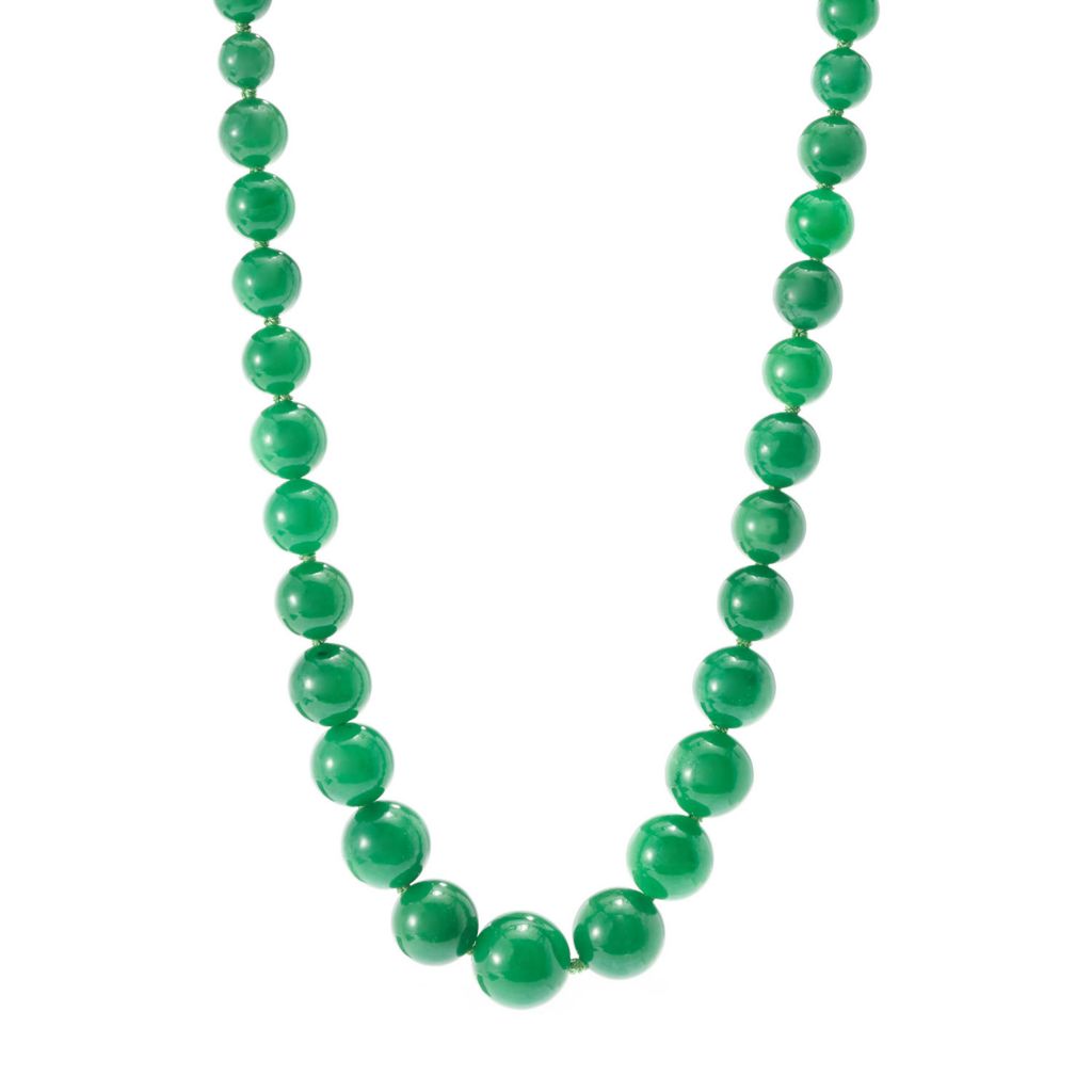 Imperial Pearl Sterling Silver Dyed Green Jade Graduated Bead 20" Necklace