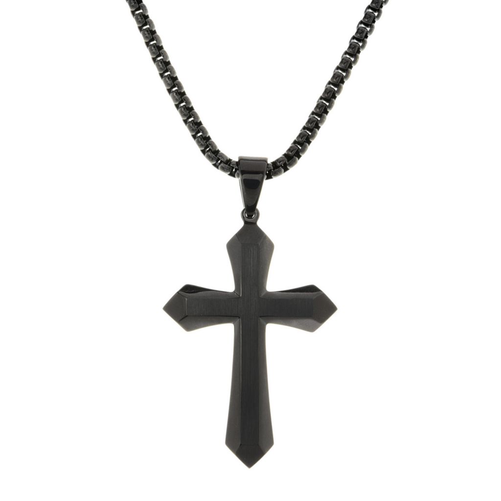 Invicta Jewelry Men's Stainless Steel Cross Pendant w/ Chain