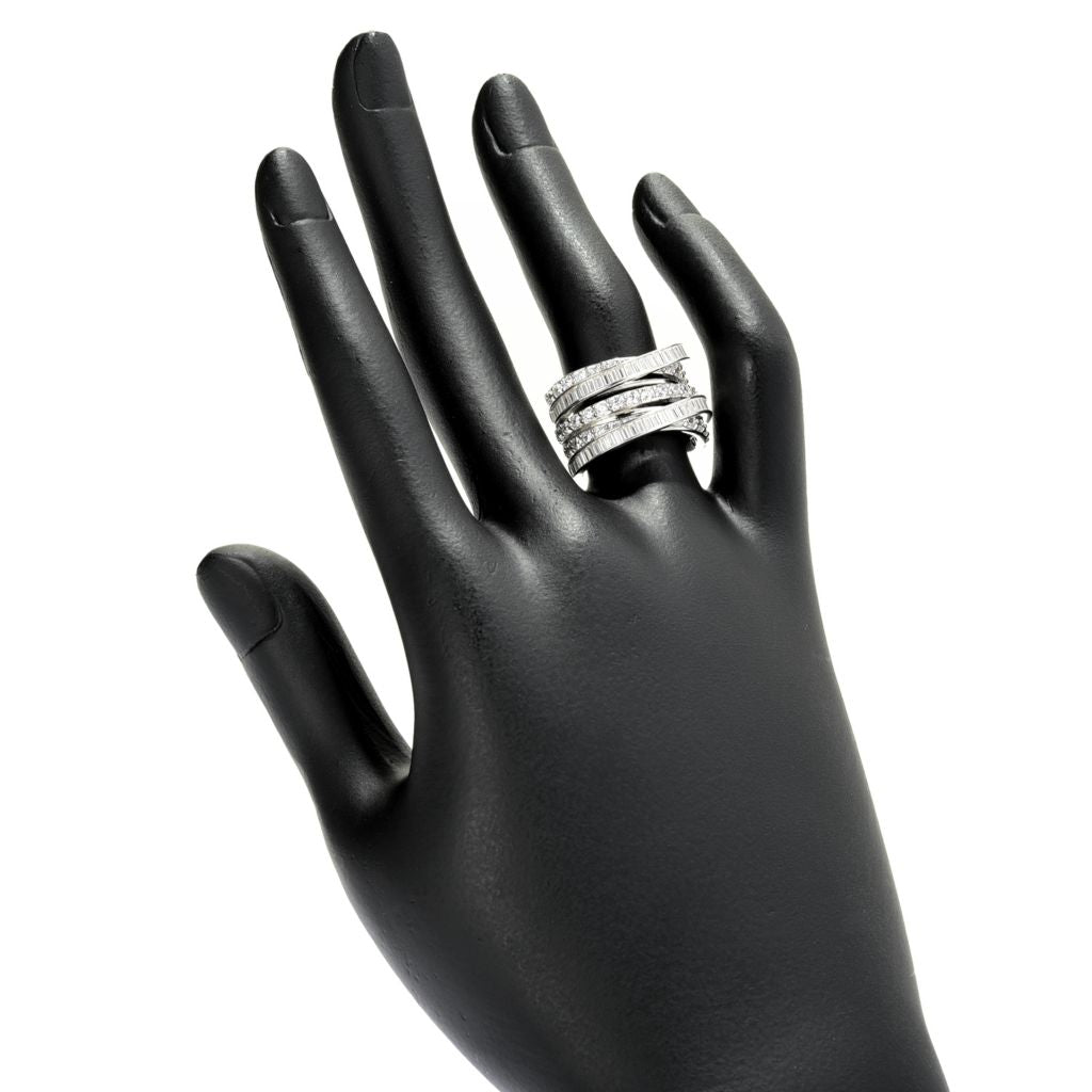 Brilliante Platinum Plated 2.28 DEW Simulated Diamond 5-Row Highway Ring