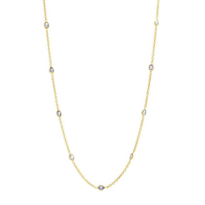 18K Gold Plated Tanzanite Station Choice of Length Necklace