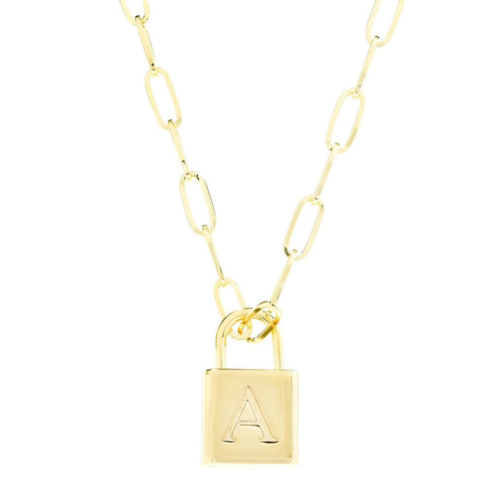 Toscana Italiana Reversible Initial Padlock Pendant w/ Paperclip Chain