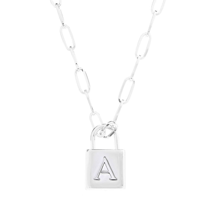 Toscana Italiana Reversible Initial Padlock Pendant w/ Paperclip Chain