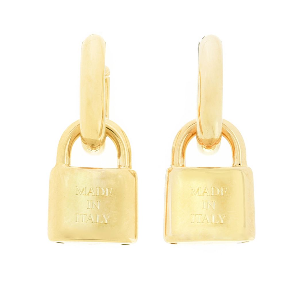 Toscana Italiana 18K Gold or Platinum Plated Padlock Earrings