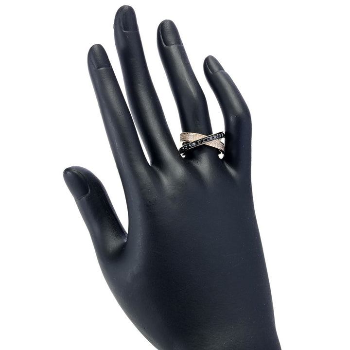 LALI Jewels 14K Gold 0.77ctw White & Black Diamond Crossover Ring