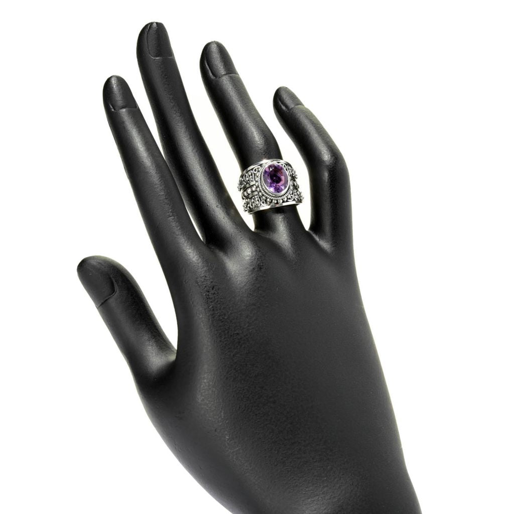 Artisan Silver by Samuel B. 10x8mm Choice of Gemstone Bali Design Ring
