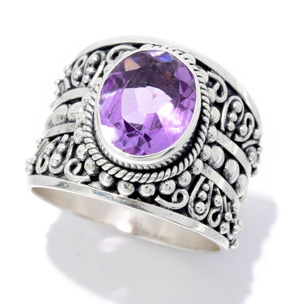 Artisan Silver by Samuel B. 10x8mm Choice of Gemstone Bali Design Ring