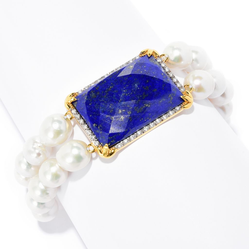 18K Gold Plated Choice of Opaque Gem & Baroque Pearl Bracelet