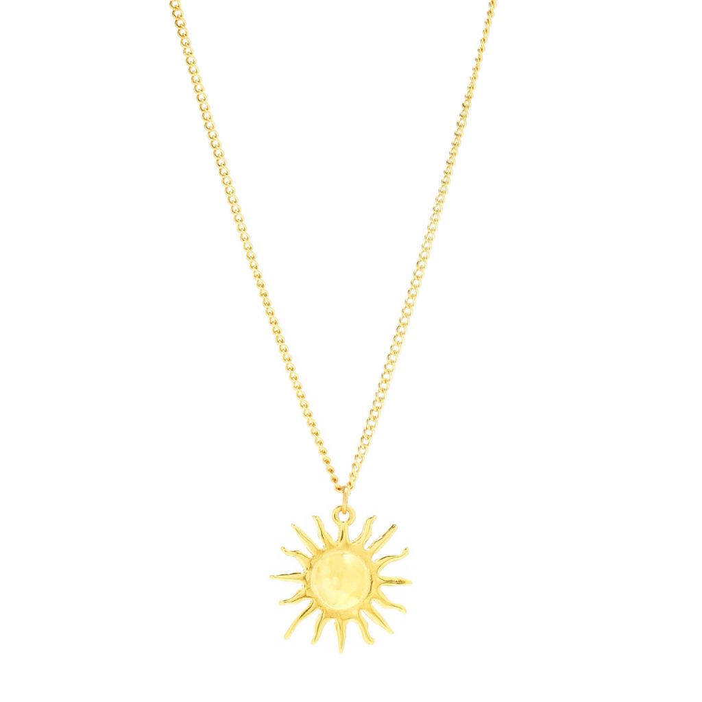 MAYAMAR 24K Gold Plated Polished Sun Pendant w/ 18"+3.5" Chain