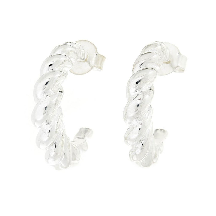 MAYAMAR 24K Gold Plated Polished Crescent Twist 1" Hoop Earrings