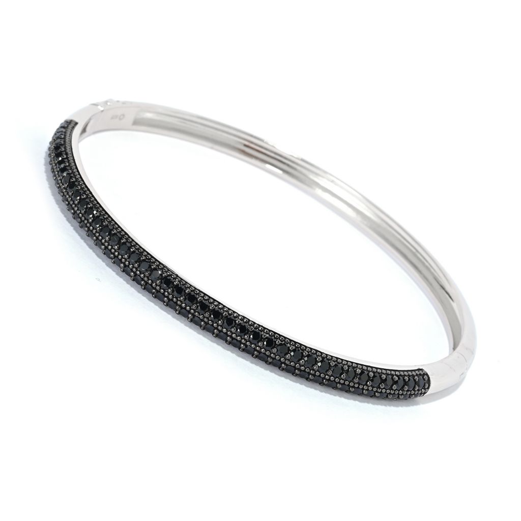 Platinum Plated Choice of Gemstone Pave Hinged Bangle Bracelet