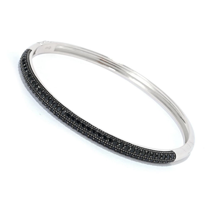 Platinum Plated Choice of Gemstone Pave Hinged Bangle Bracelet