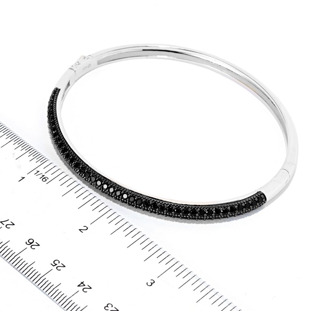 Platinum Plated Choice of Gemstone Pave Hinged Bangle Bracelet