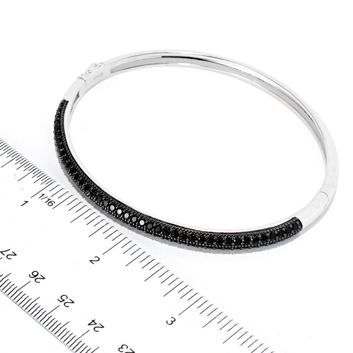 Platinum Plated Choice of Gemstone Pave Hinged Bangle Bracelet