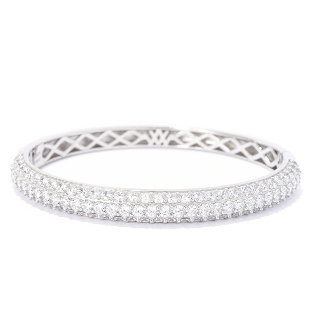 Brilliante 6.79 DEW Simulated Pave Diamond Hinged Bangle Bracelet