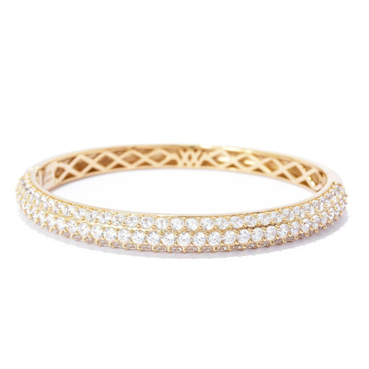 Brilliante 6.79 DEW Simulated Pave Diamond Hinged Bangle Bracelet