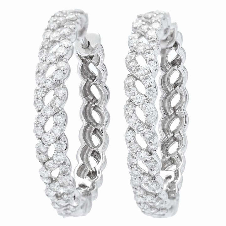 Gems of Distinction 14K Gold Woven 1.07ctw Diamond Huggie Hoop Earrings